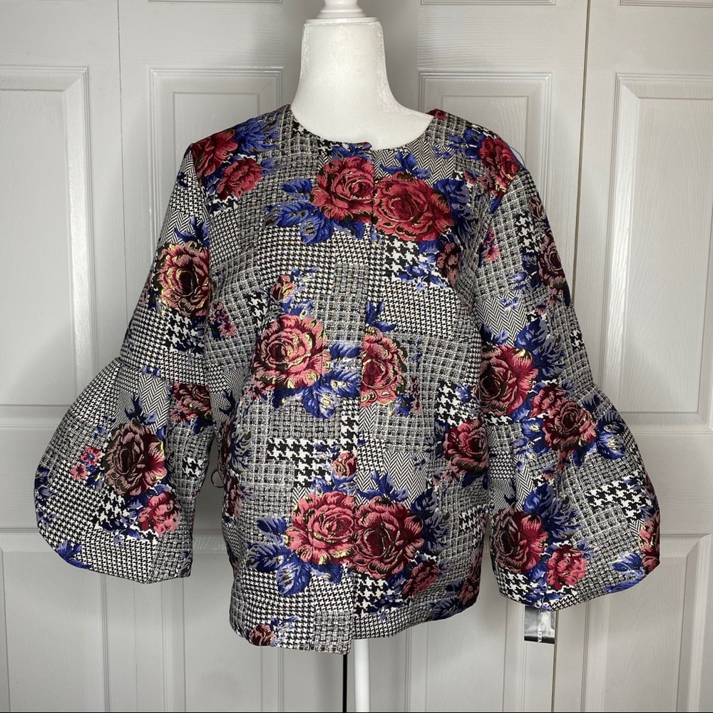 🔥SOLD🔥 Alfani Houndstooth Floral Pattern Dress Jacket XL